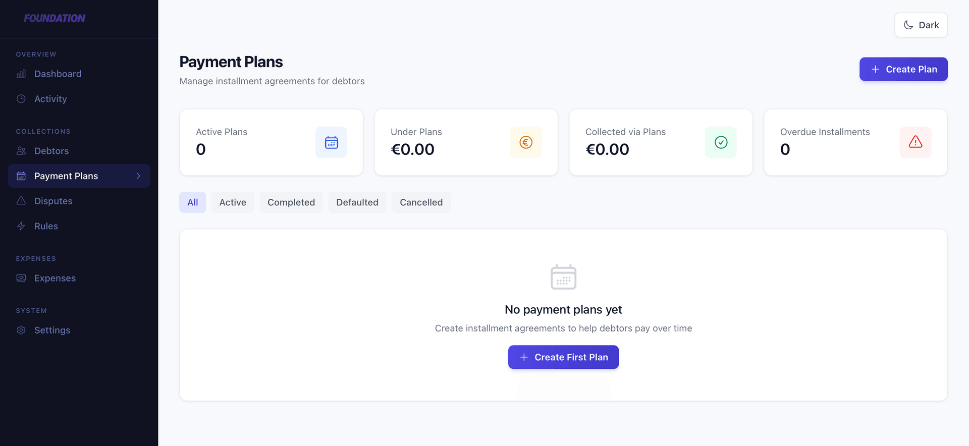 Payment plans management